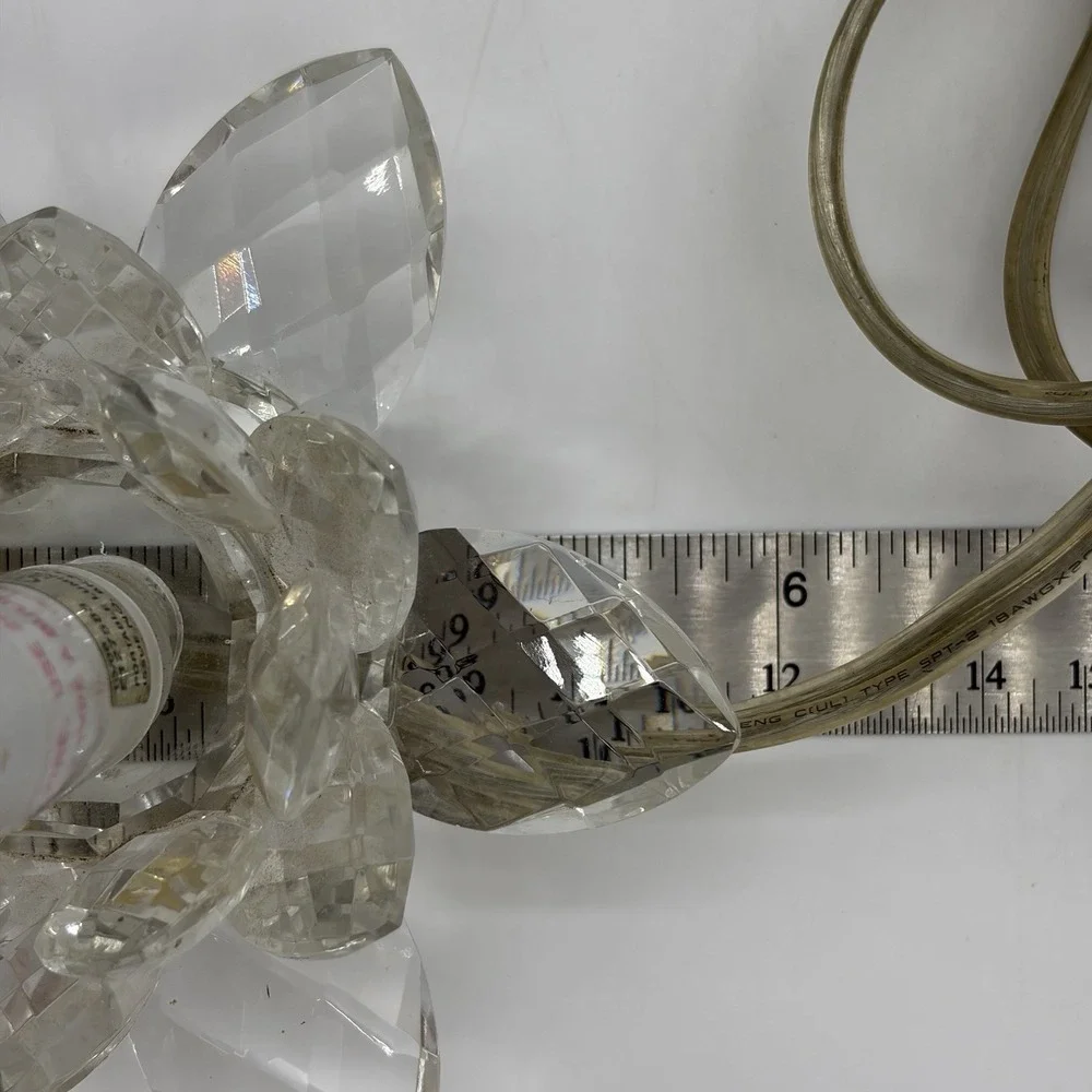 2 Vtg Fifth Avenue Crystal Lotus Flower Small Lamps Night Light 2 Settings Read!